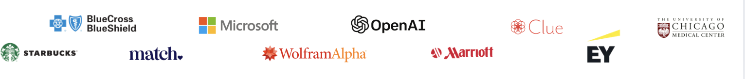 Team alumni: BlueCross BlueShield, Microsoft, OpenAI, Clue, UChicago Medicine, Starbucks, Match, WolframAlpha, Marriott, EY